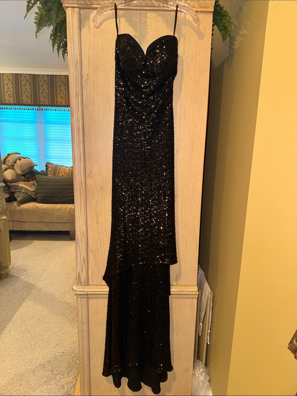 Chiara Boni Black Sequined Strapless Dress